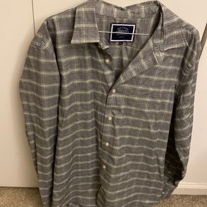 Charles Tyrwhitt Slim Fit Grey and Green Plaid Dress Shirt Large